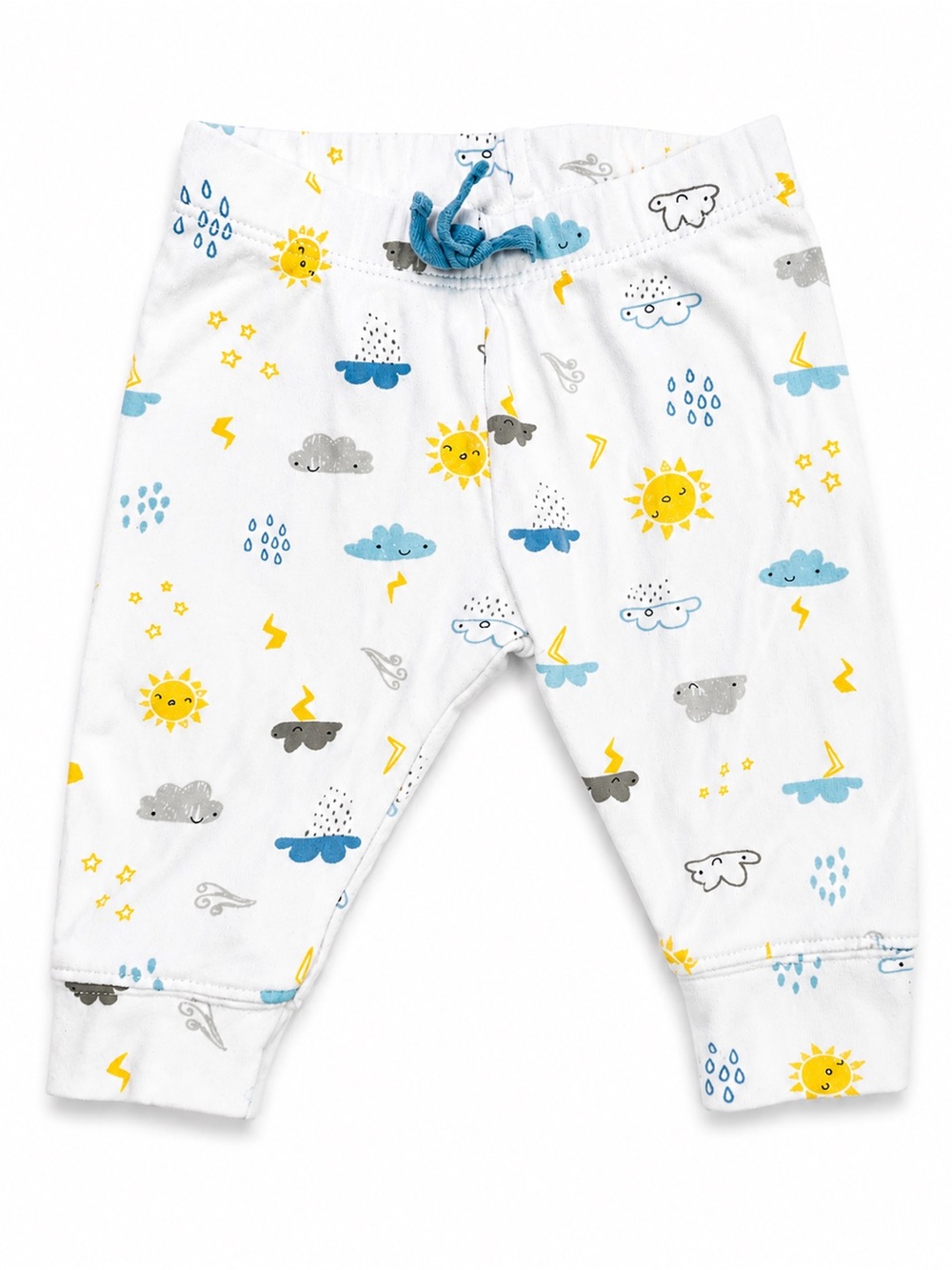 Gymboree White Weather-Print Pajama Pants with Yellow & Blue Accents